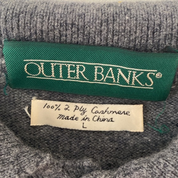 Men’s 100%  2 Ply Gray Cashmere Outer Banks Sweater Size Large - Picture 3 of 4